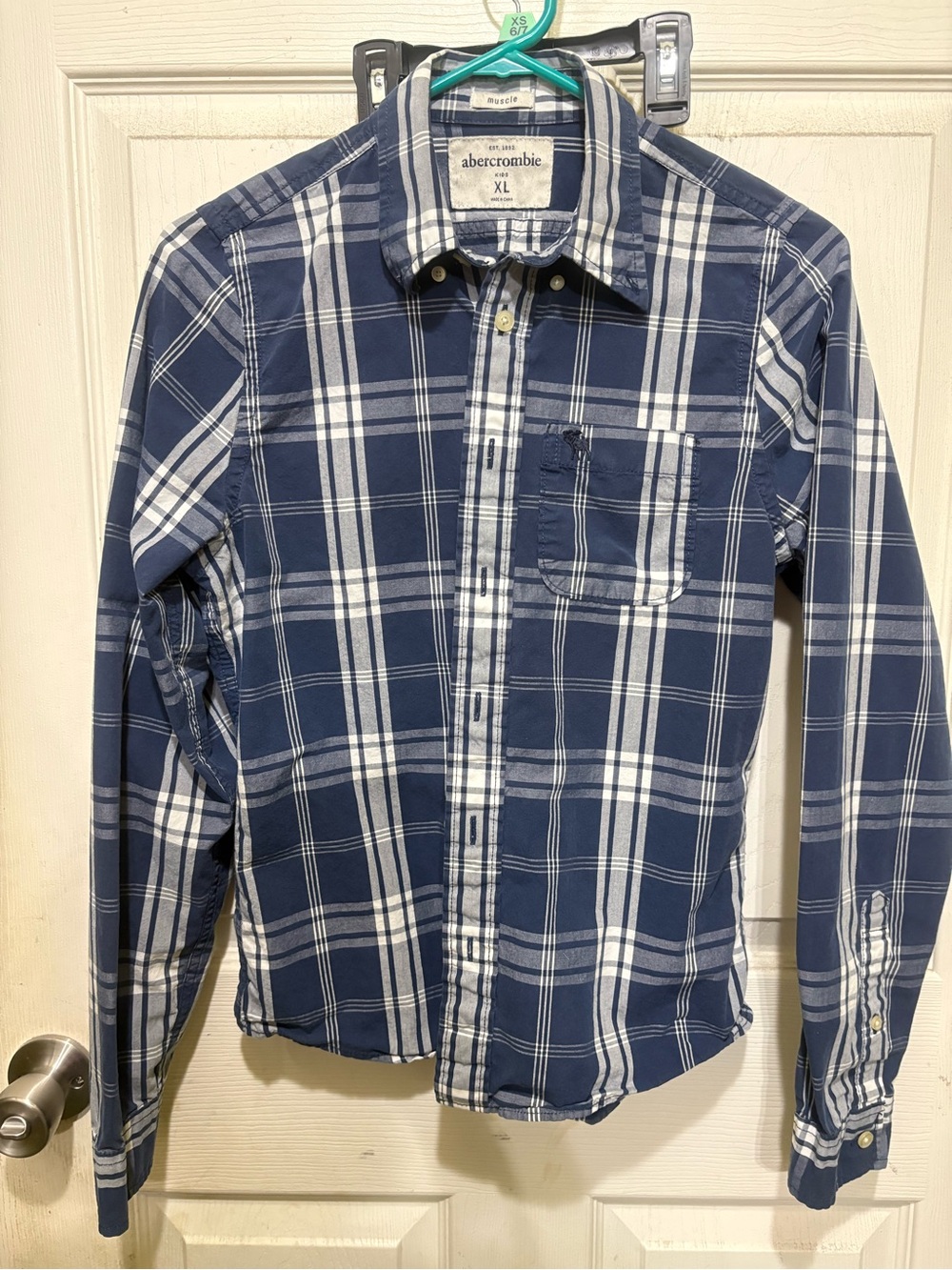 Abercrombie & Fitch Blue and White Plaid Button-Down Shirt